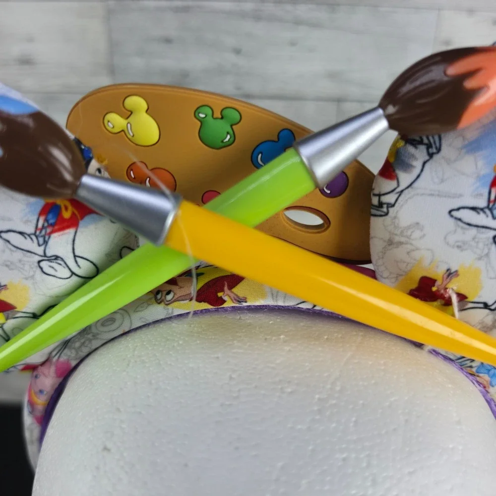 Disney Parks Artist Series Minnie Mouse Ear Headband Palette Paintbrush NWT